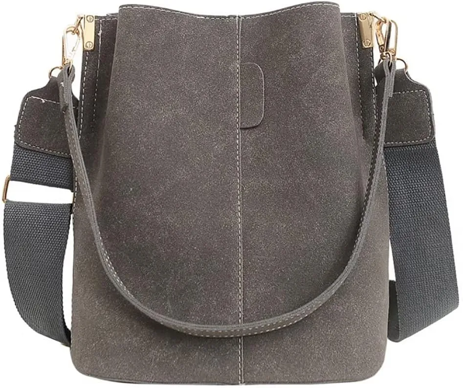 Bucket Bag for Women Girls Large Capacity Genuine Leather Crossbody Shoulder Purse Casual Hobo Tote Handbag for Daily Carry