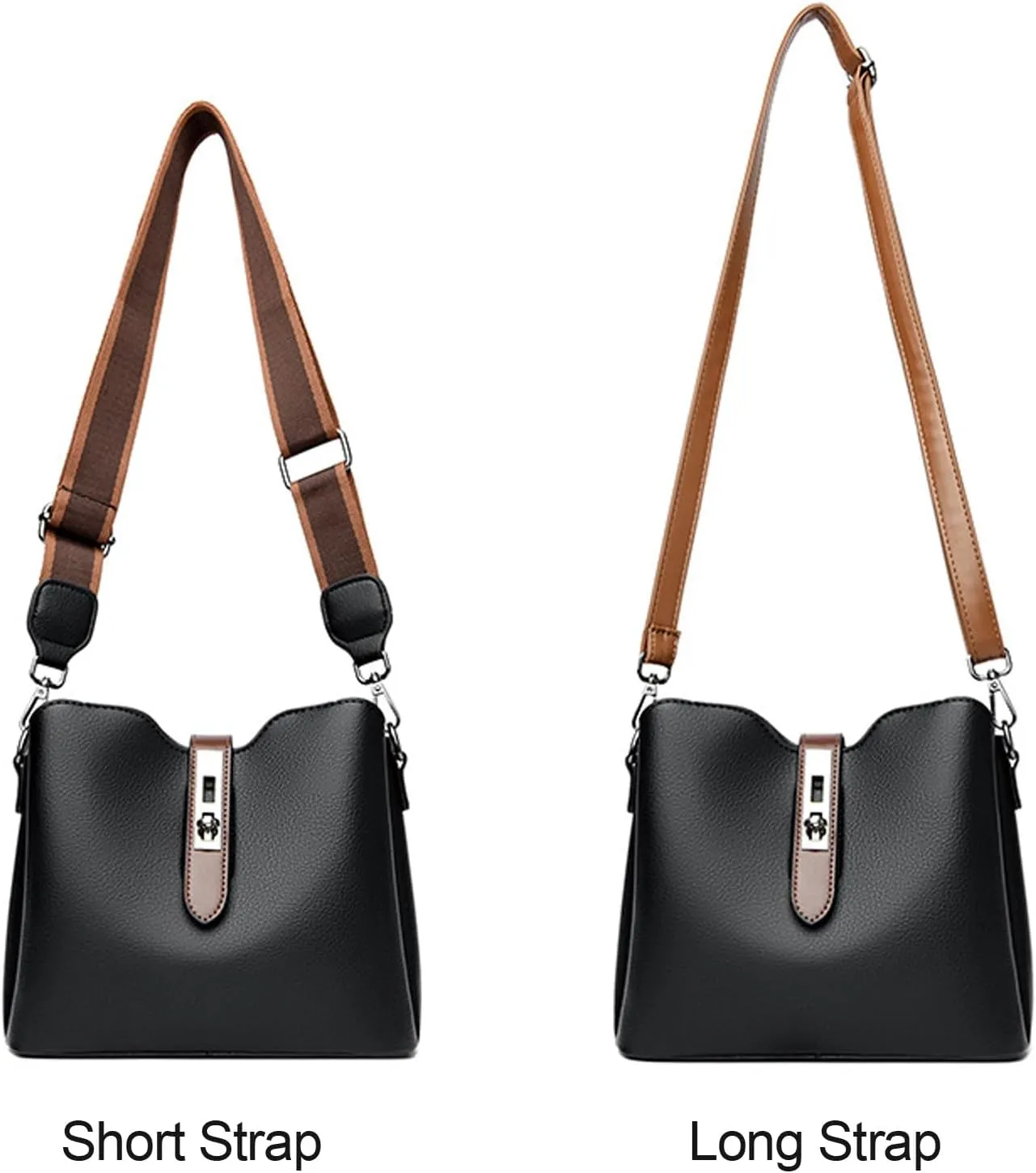 Bucket Bags for Women Vegan Leather Crossbody Bag Trendy Bucket Purses Vintage Shoulder Hobo Tote Handbag