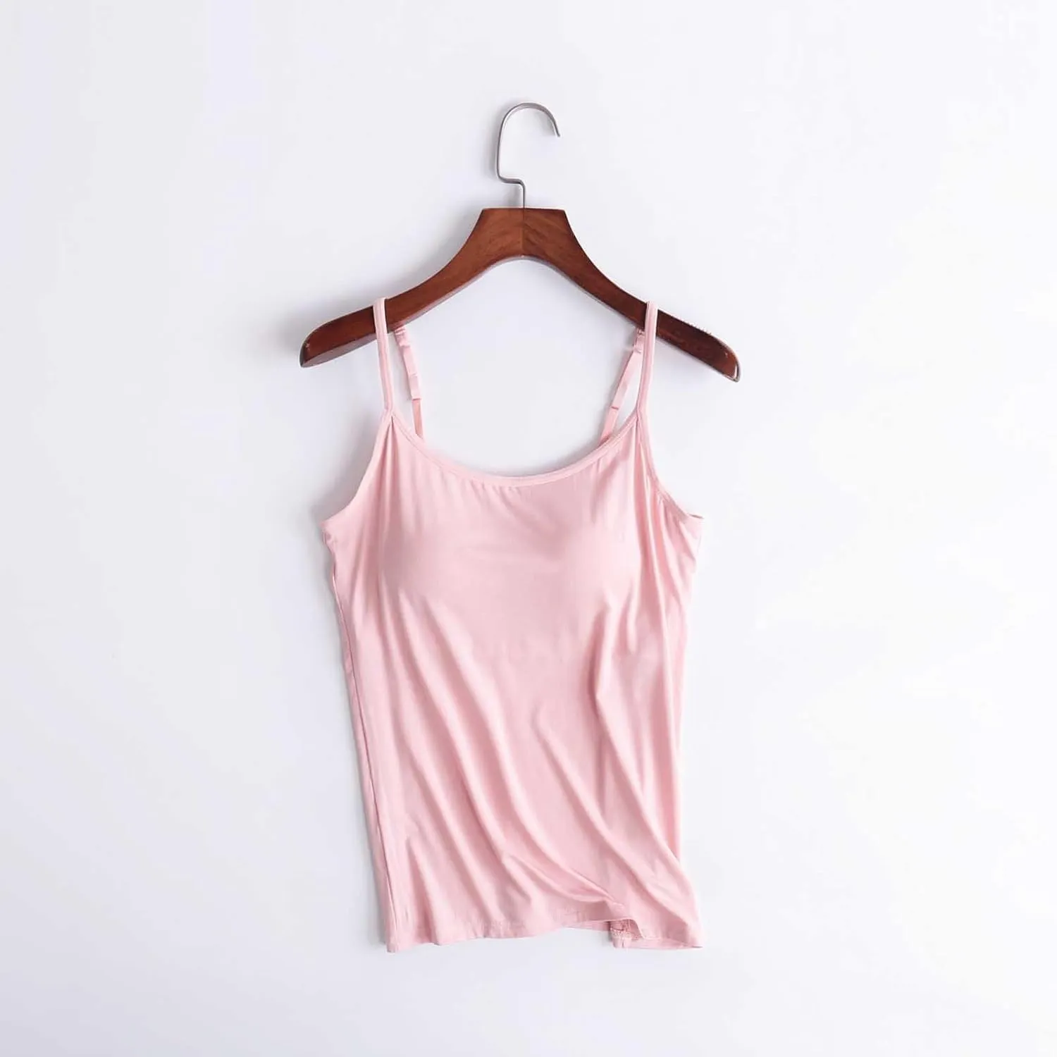Built in Bra Tank Tops for Women Camisole Tops with Chest Pads Underwear One Thin Straps Sports Bottoming Shirt