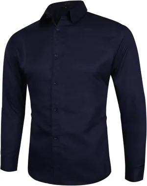 Business Dress Shirts for Men Long Sleeve Oxford Casual Dress Button Down Shirts Untucked Work T-Shirts with Pocket