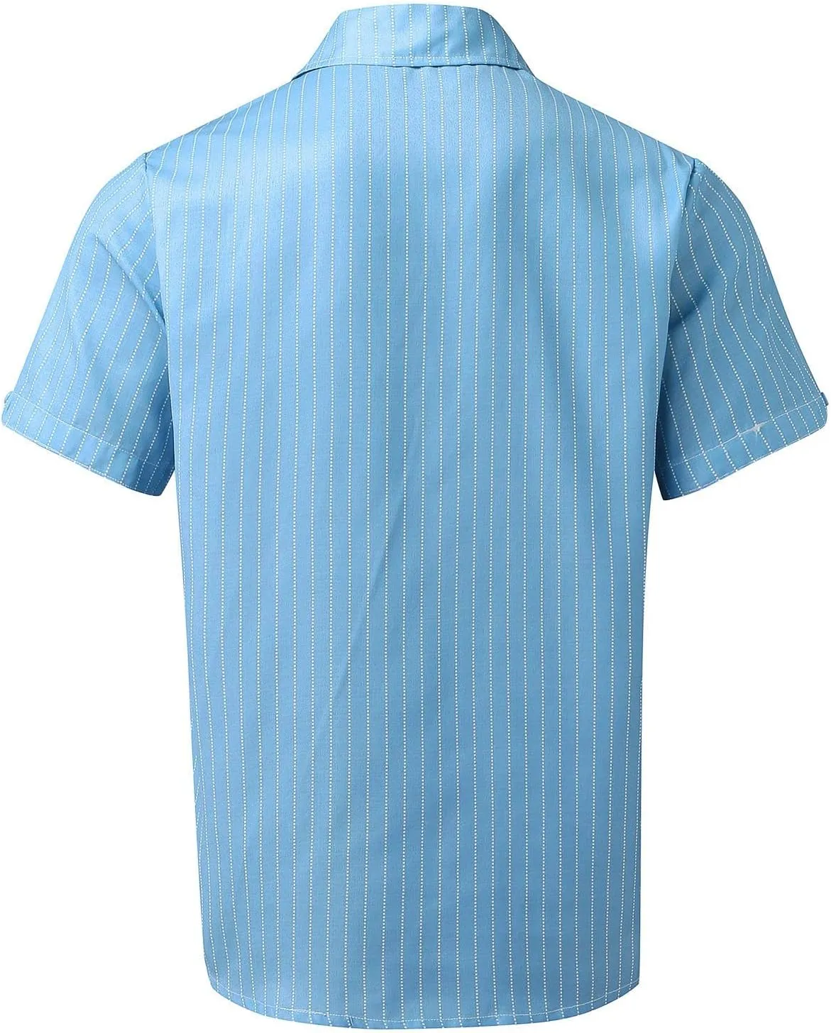 Button Down Shirt Men Striped Linen Shirts Short Sleeve Casual Button Up Shirt With Pocket s Beach Summer Wedding