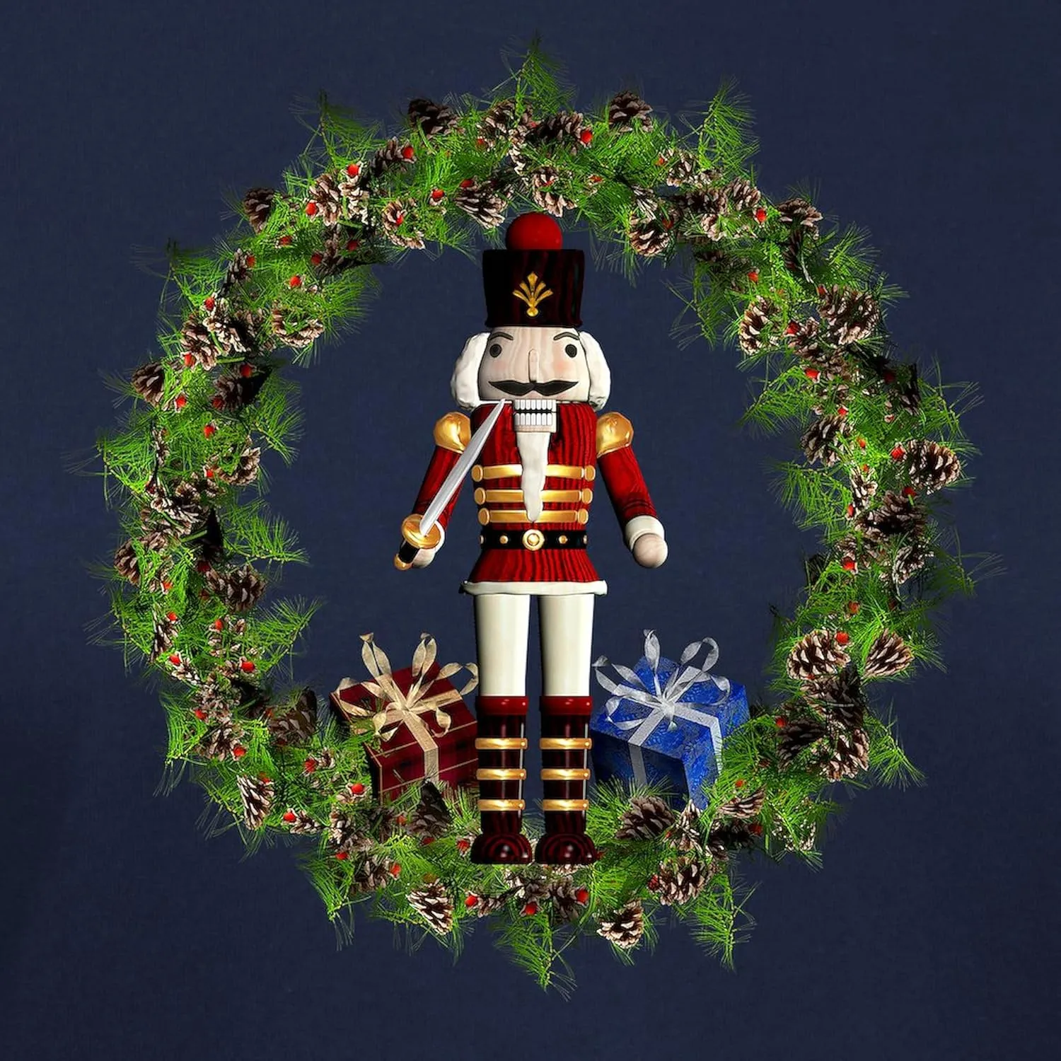 CafePress Red Nutcracker Wreath Organic T Shirt Womens Cotton Dark T-Shirt