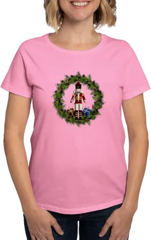 CafePress Red Nutcracker Wreath Organic T Shirt Womens Cotton Dark T-Shirt