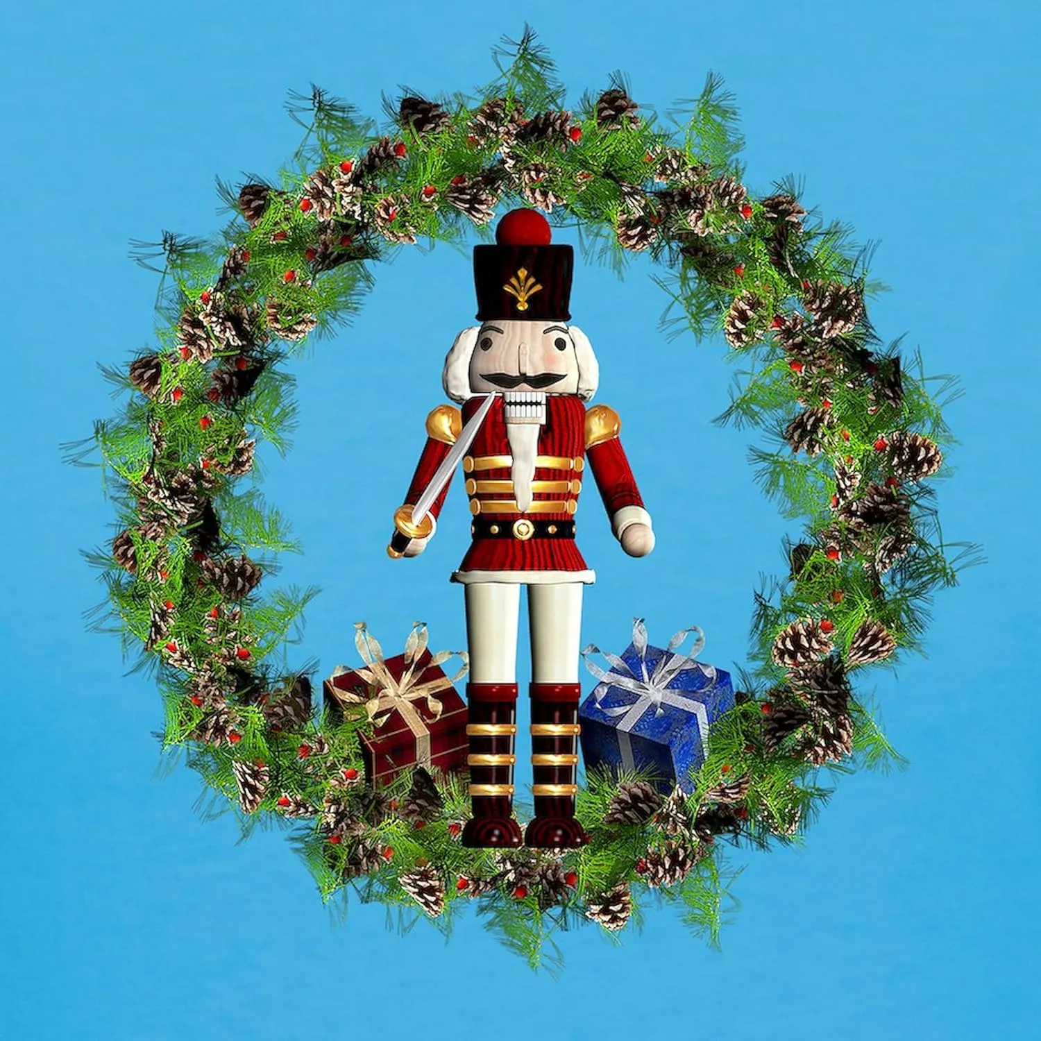 CafePress Red Nutcracker Wreath Organic T Shirt Womens Cotton Dark T-Shirt