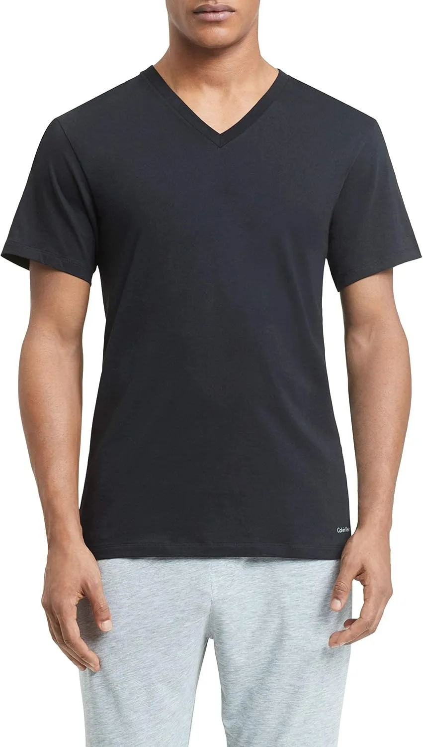 Calvin Klein Men's Short Cotton Multipack V Neck T-Shirts