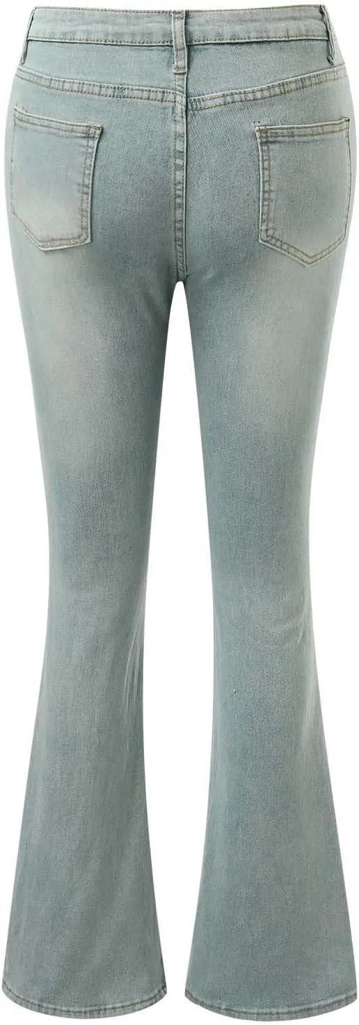 Cargo Jeans for Women Low Rise Bell Bottoms Trendy Straight Leg Stretch Denim Pants Flare Jeans Bootcut Bell Bottom