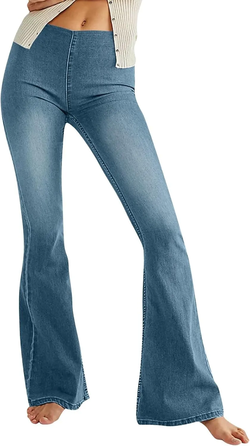 Cargo Jeans for Women Low Rise Bell Bottoms Trendy Straight Leg Stretch Denim Pants Flare Jeans Bootcut Bell Bottom