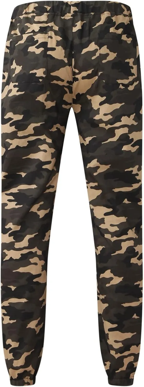 Cargo Pants for Men Work Deep Pockets Casual Drawstring Waist Joggers Classic Breathable Active Fishing Hiking Pants
