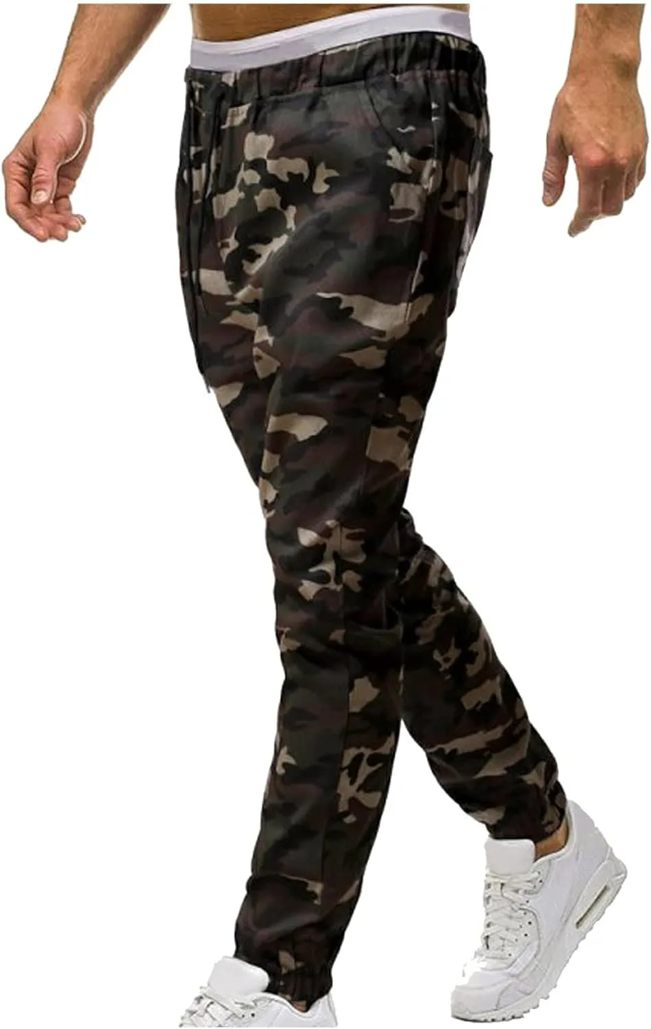 Cargo Pants for Men Work Deep Pockets Casual Drawstring Waist Joggers Classic Breathable Active Fishing Hiking Pants
