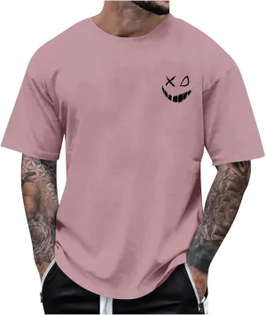 Casual Loose T Shirts for Men Summer Trendy Funny Print Short Sleeve Crewneck Pullover Lightweight Comfy Tees