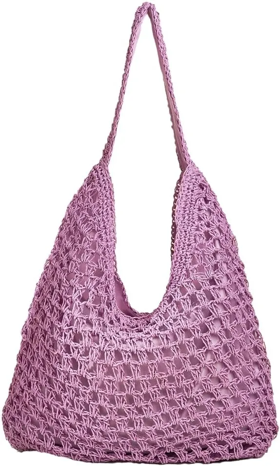 Casual Straw Shoulder Bags for Women Woven Handbags Large Bucket Hobo Tote Bag Summer Beach Top Handle Purse