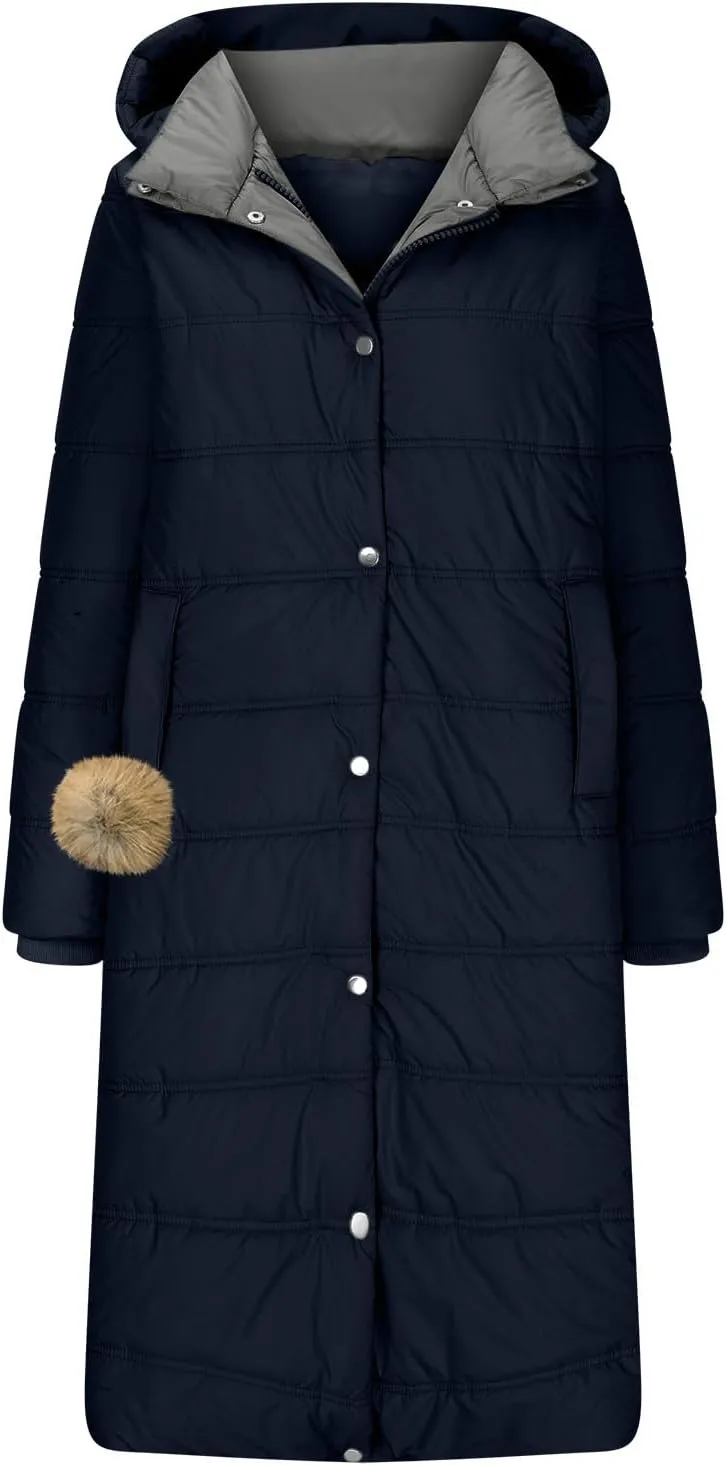 Ceboyel Women Quilted Puffer Warm Coats Hooded Quilted Jackets Coat Fleece Lined Zip Up Jacket Trendy Clothing Outerwear 2024