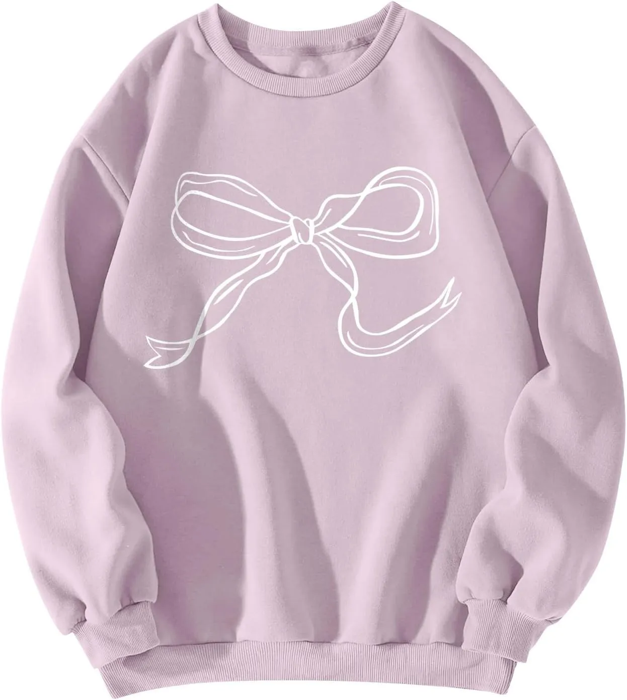 ChicCrate Oversized Crewneck Sweatshirt Women Cute Bow Graphic Sweatshirts Long Sleeve Pullover Bow Sweater Y2k Tops