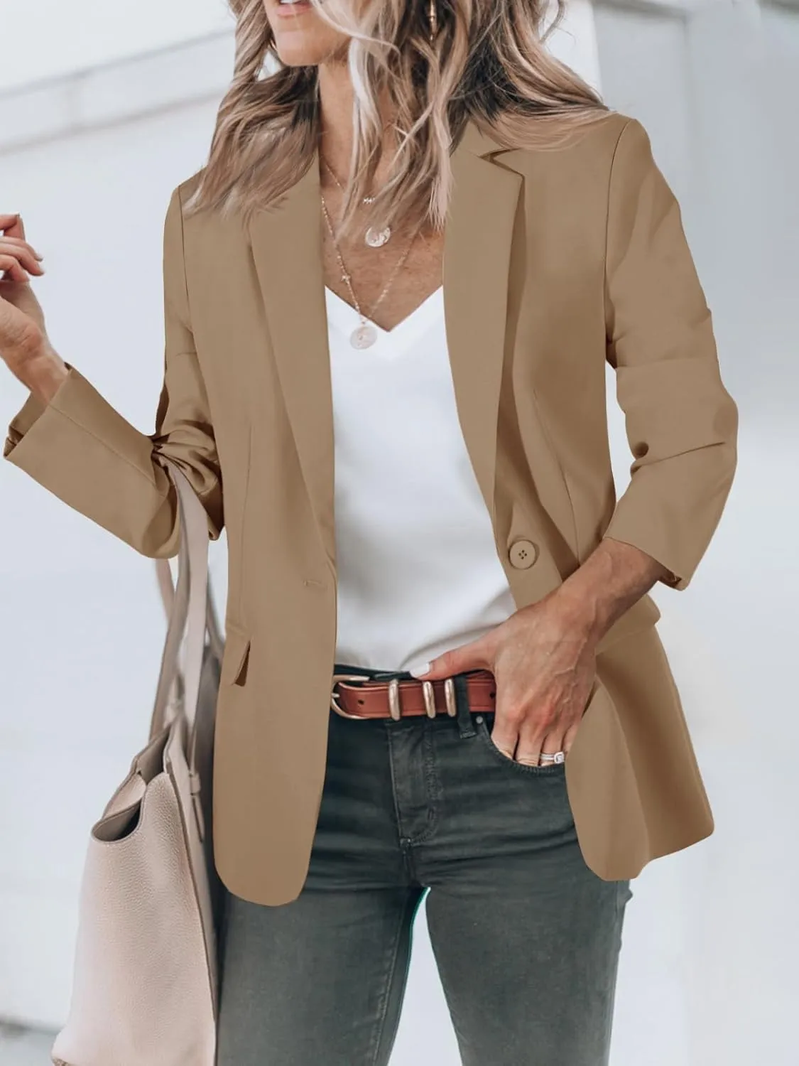 Cicy Bell Womens Casual Blazers Open Front Long Sleeve Work Office Suit Jackets Blazer