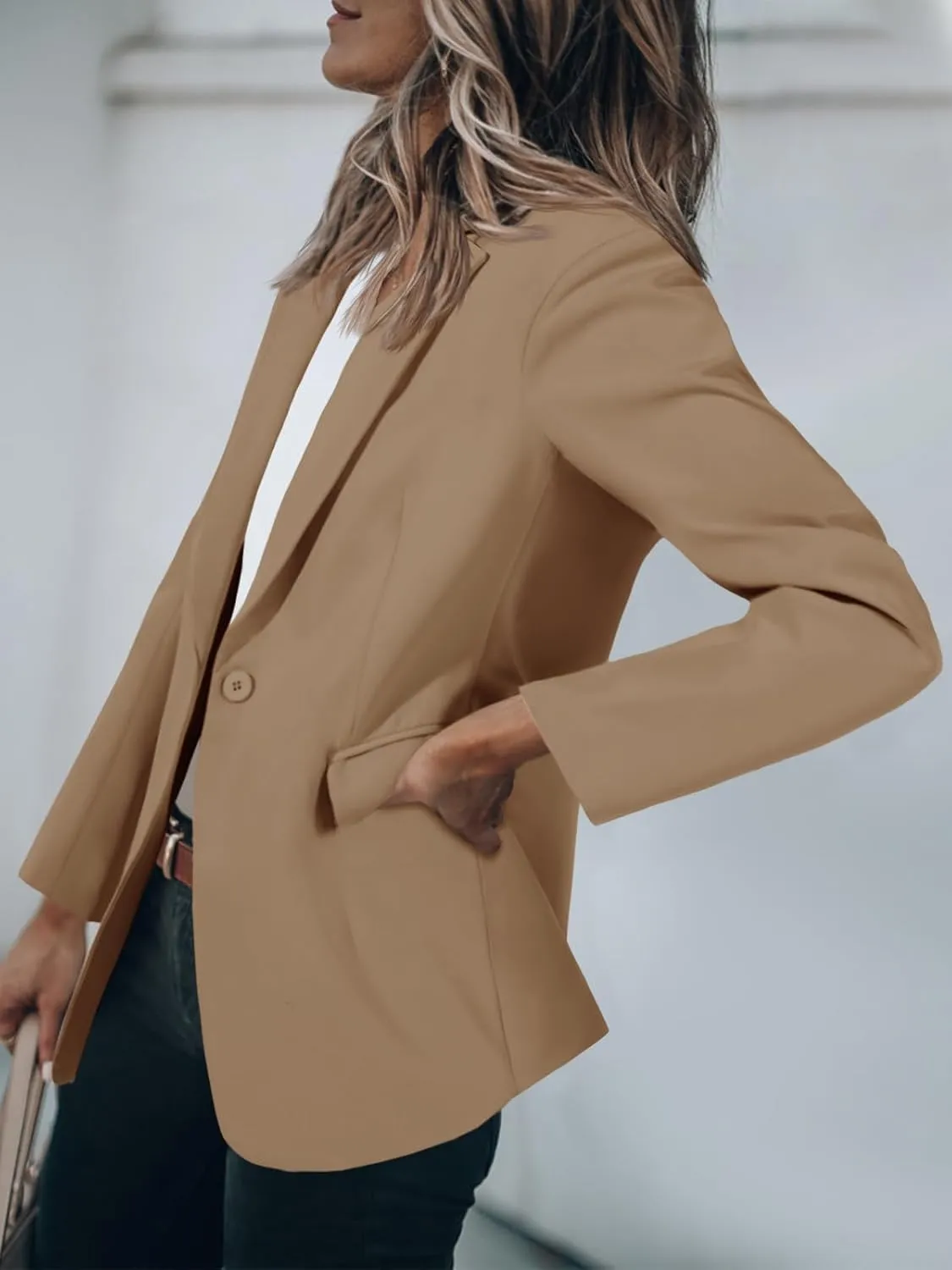 Cicy Bell Womens Casual Blazers Open Front Long Sleeve Work Office Suit Jackets Blazer