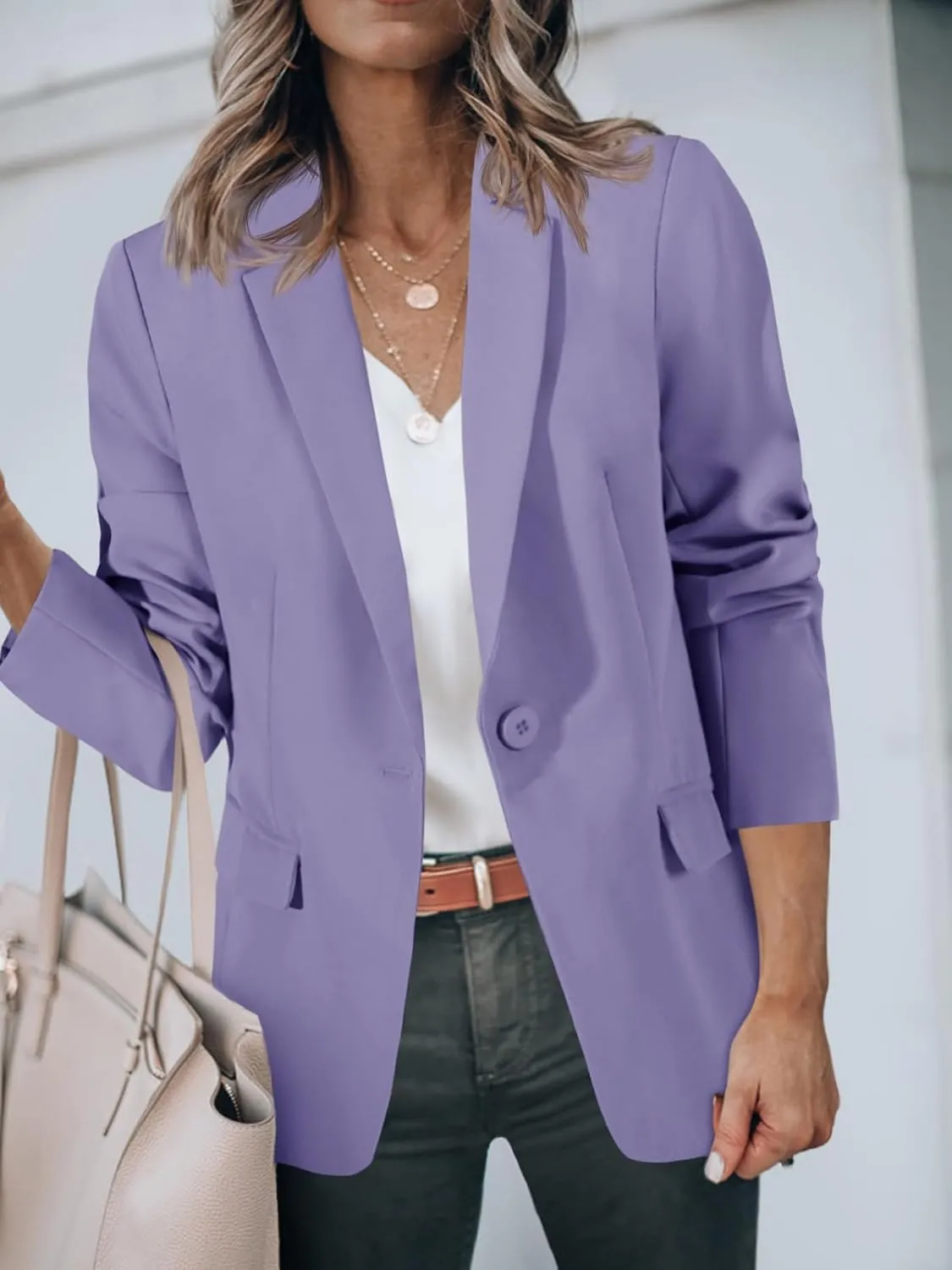 Cicy Bell Womens Casual Blazers Open Front Long Sleeve Work Office Suit Jackets Blazer