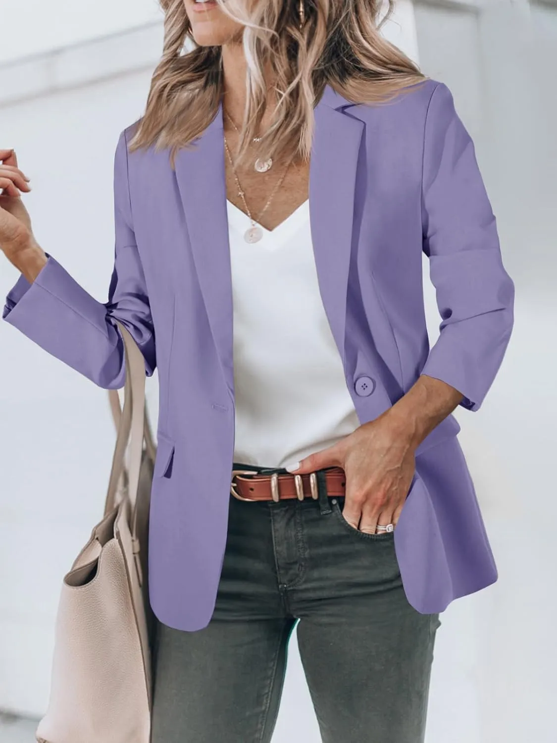 Cicy Bell Womens Casual Blazers Open Front Long Sleeve Work Office Suit Jackets Blazer