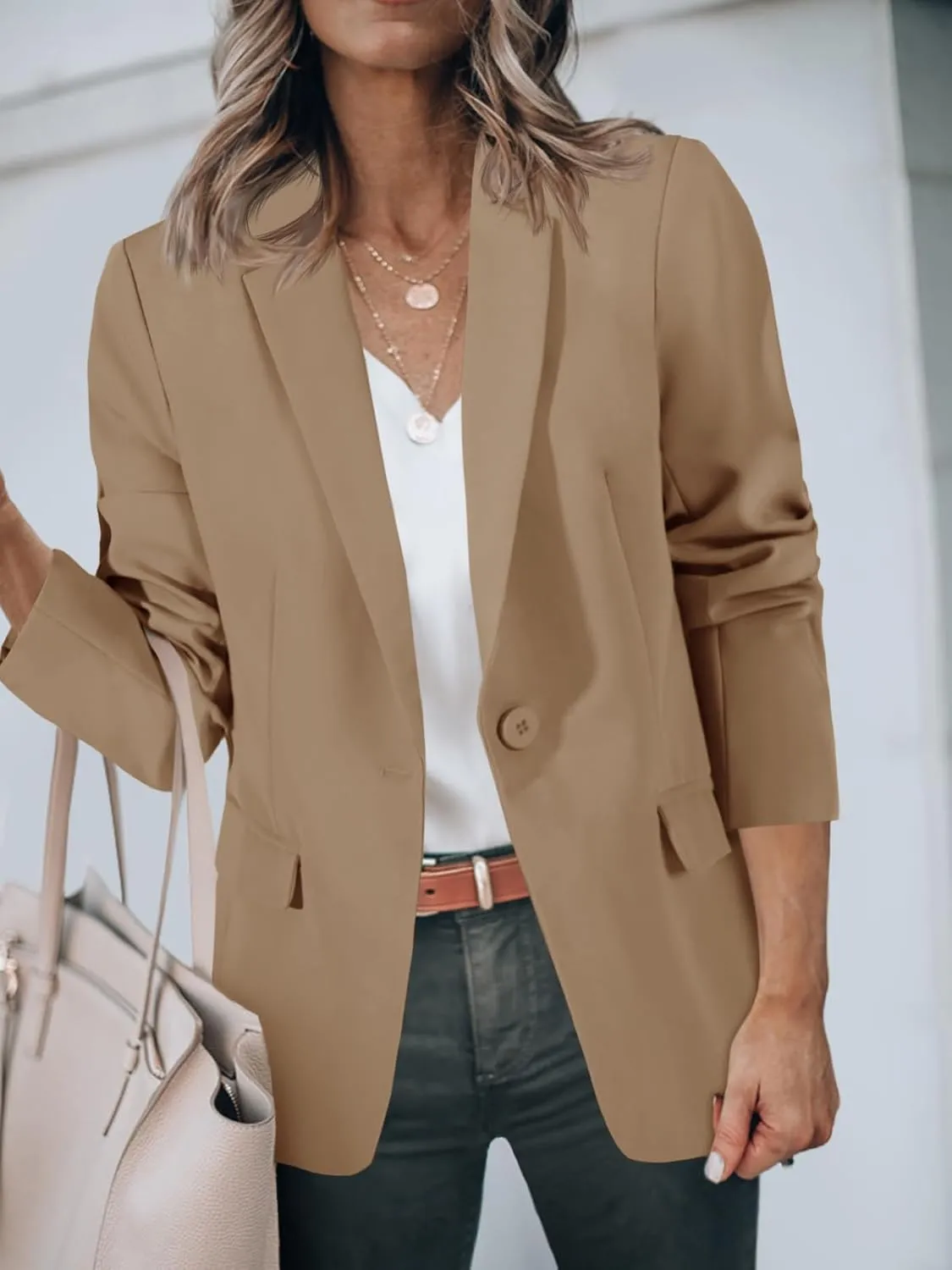 Cicy Bell Womens Casual Blazers Open Front Long Sleeve Work Office Suit Jackets Blazer