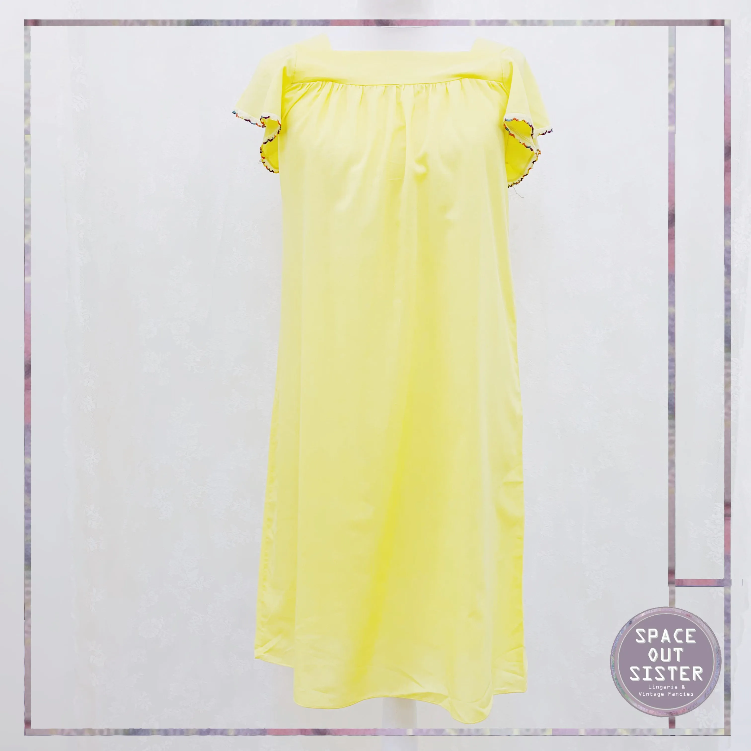 Circa 1980s Rainbow Trim Cotton Nightdress