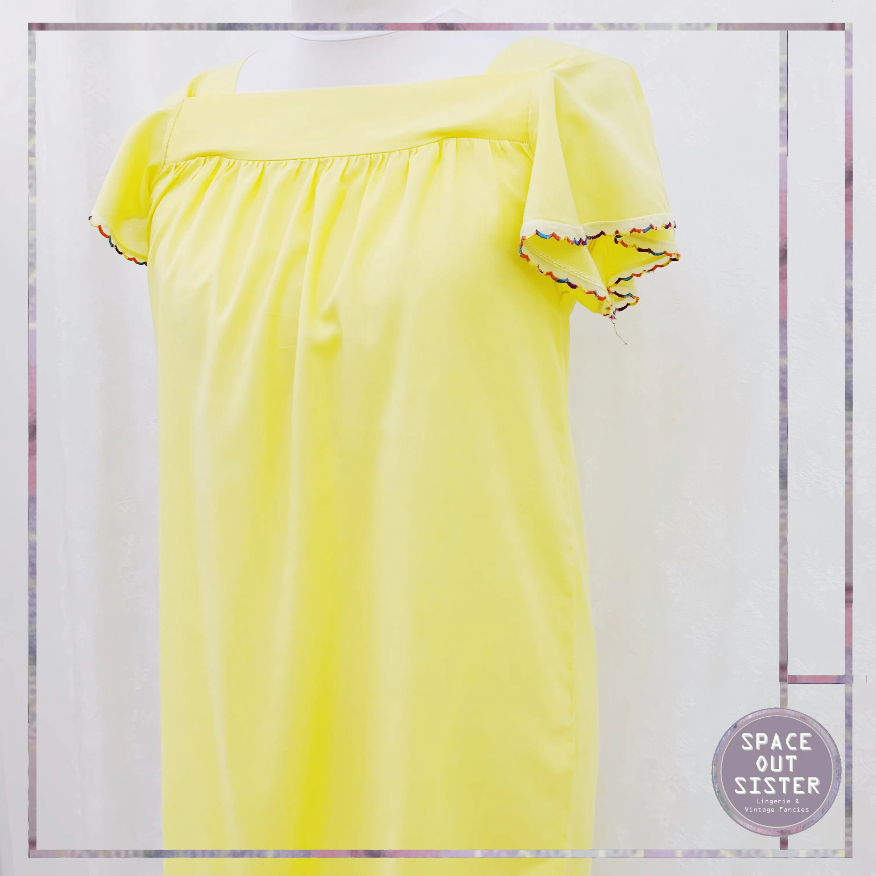 Circa 1980s Rainbow Trim Cotton Nightdress