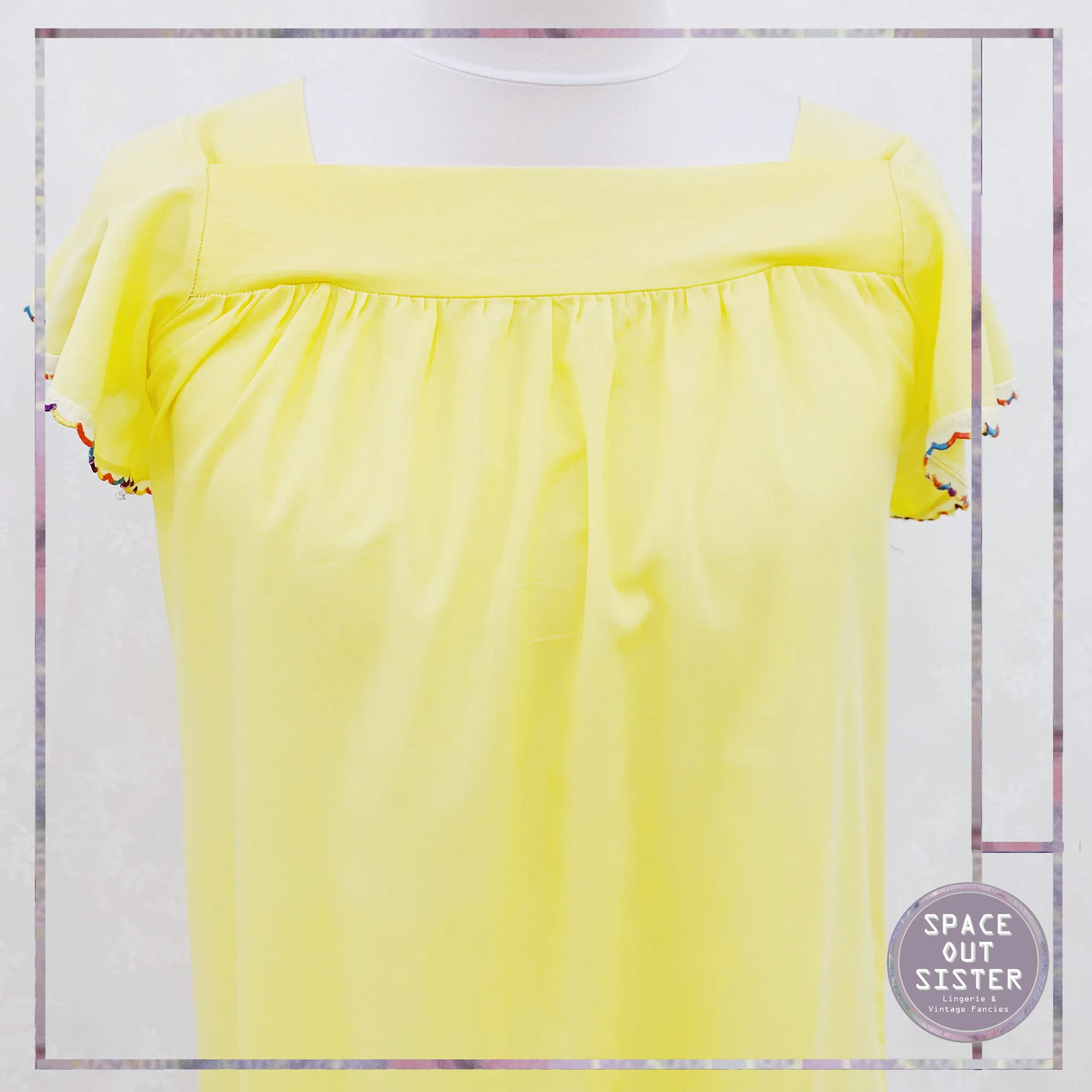 Circa 1980s Rainbow Trim Cotton Nightdress