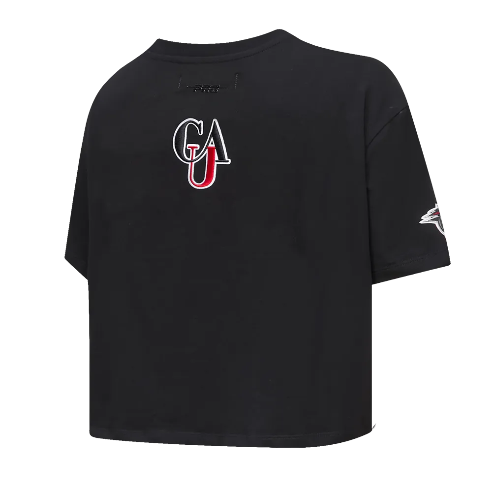 CLARK ATLANTA UNIVERSITY CLASSIC WOMEN'S SINGLE JERSEY BOXY TEE (BLACK)