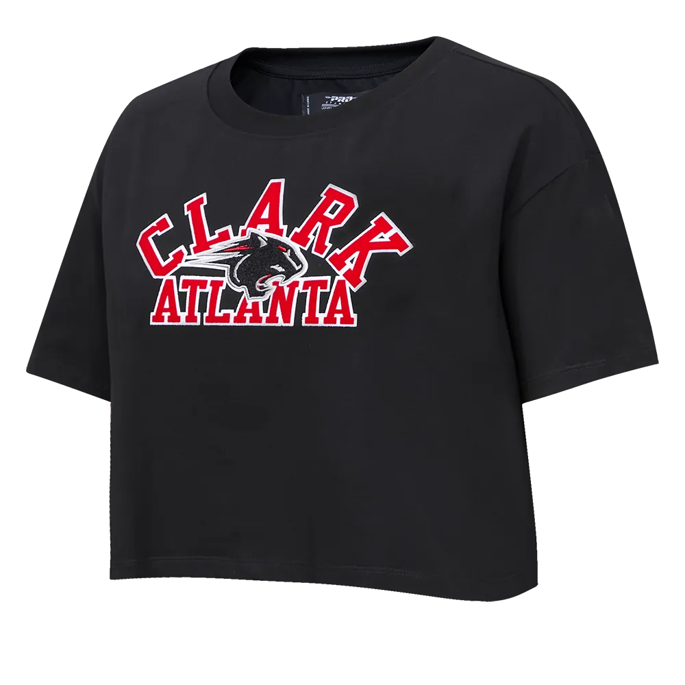 CLARK ATLANTA UNIVERSITY CLASSIC WOMEN'S SINGLE JERSEY BOXY TEE (BLACK)