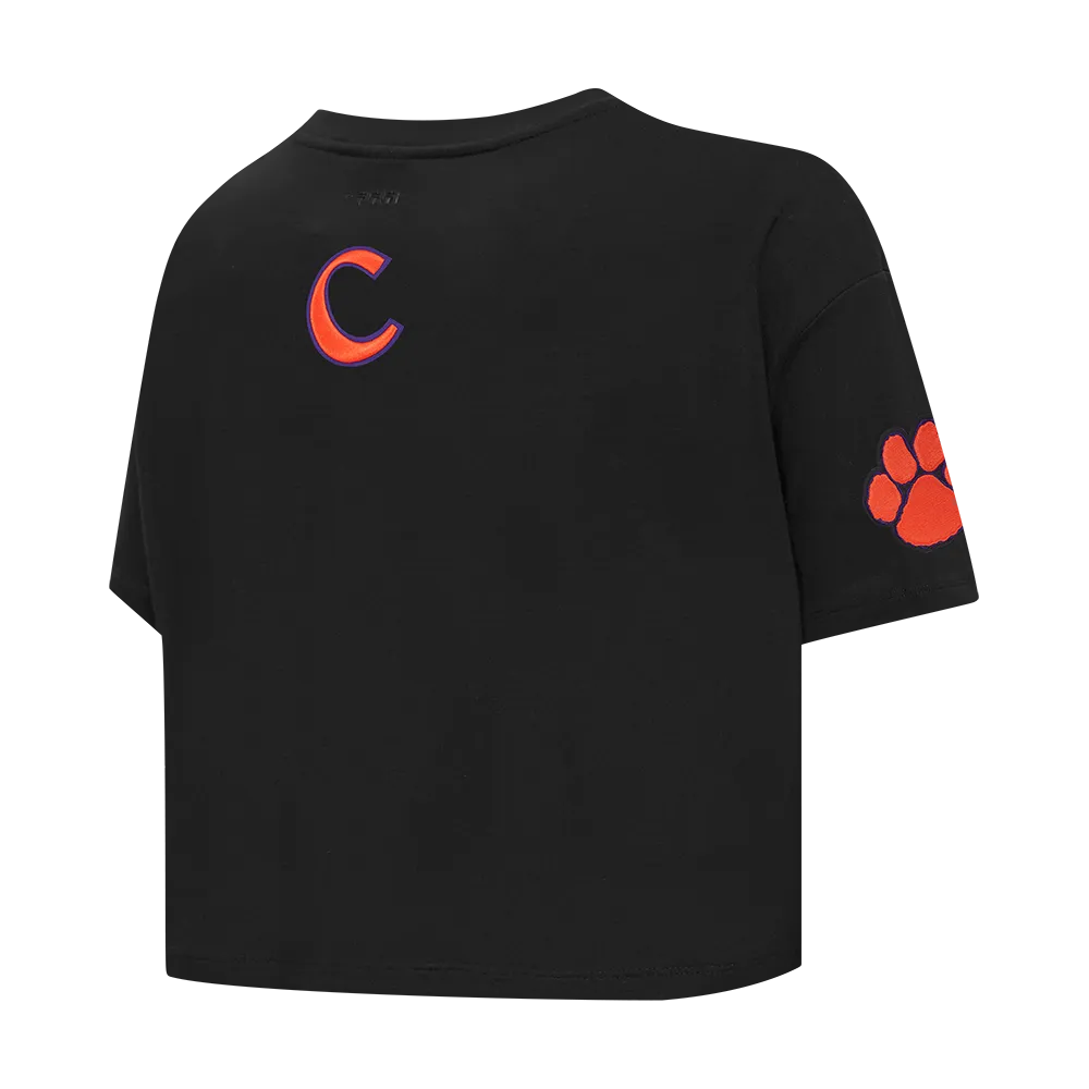 CLEMSON UNIVERSITY CLASSIC SINGLE JERSEY BOXY TEE (BLACK)