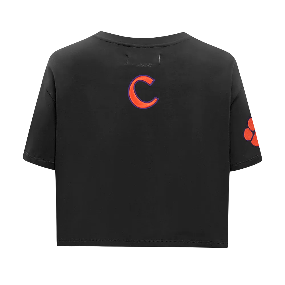 CLEMSON UNIVERSITY CLASSIC SINGLE JERSEY BOXY TEE (BLACK)
