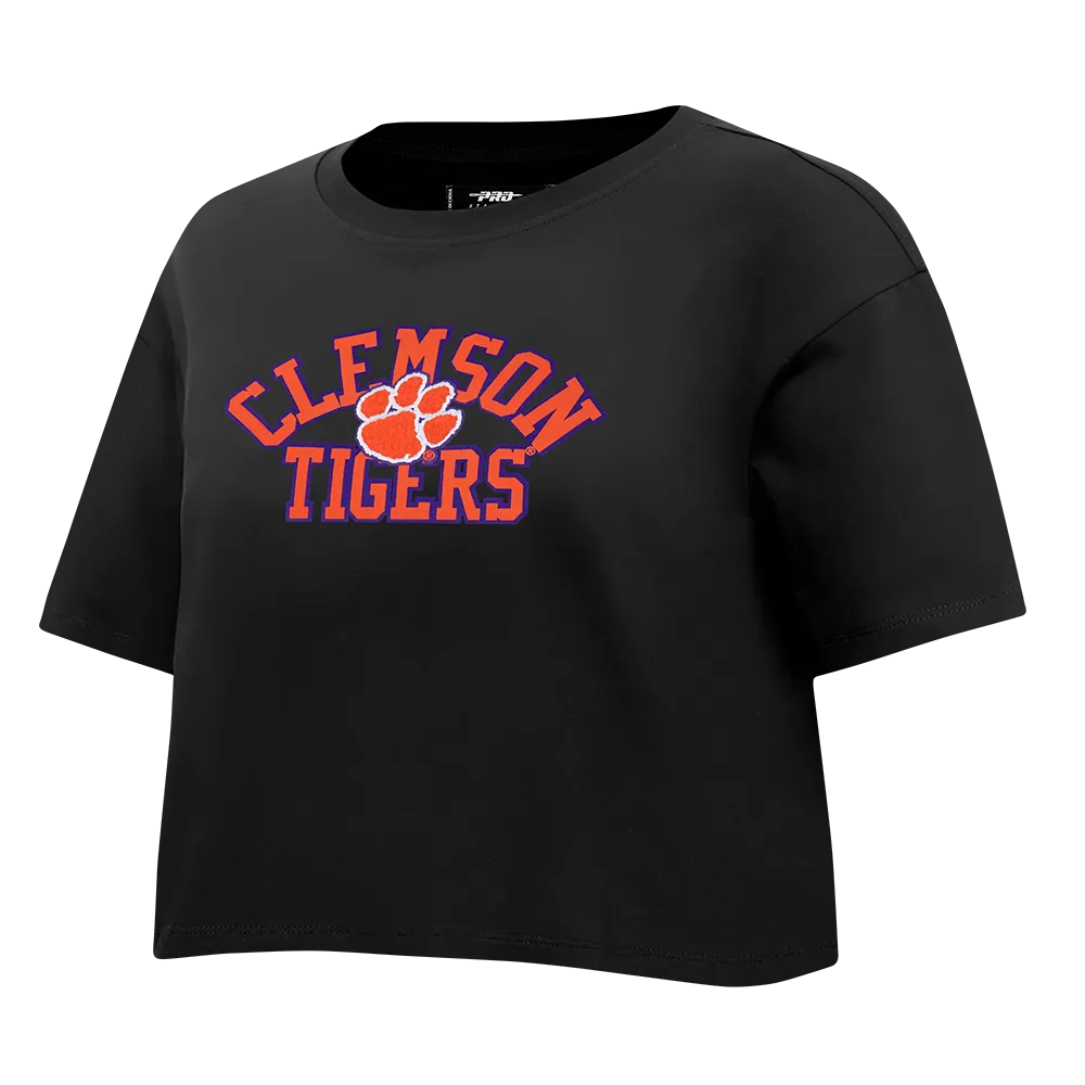CLEMSON UNIVERSITY CLASSIC SINGLE JERSEY BOXY TEE (BLACK)