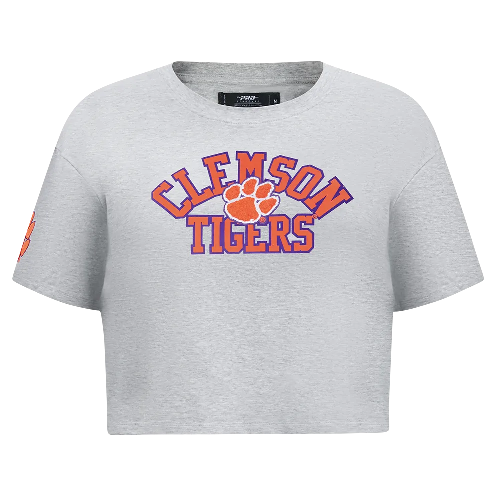 CLEMSON UNIVERSITY CLASSIC SINGLE JERSEY BOXY TEE (HEATHER GREY)