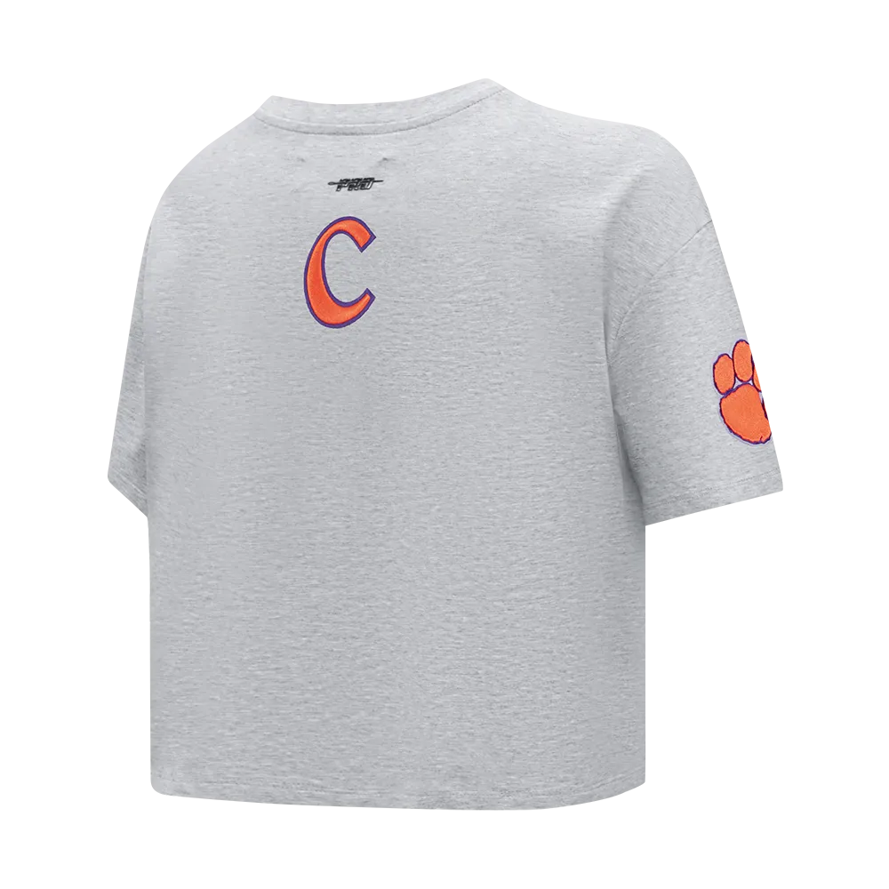 CLEMSON UNIVERSITY CLASSIC SINGLE JERSEY BOXY TEE (HEATHER GREY)