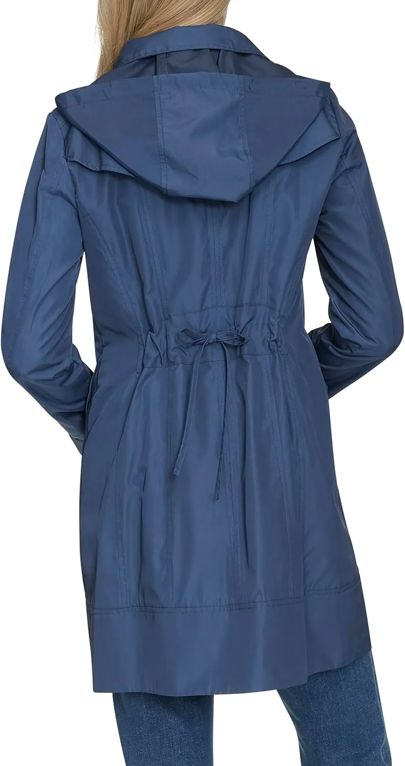 Cole Haan Women's Packable Hooded Rain Jacket with Bow