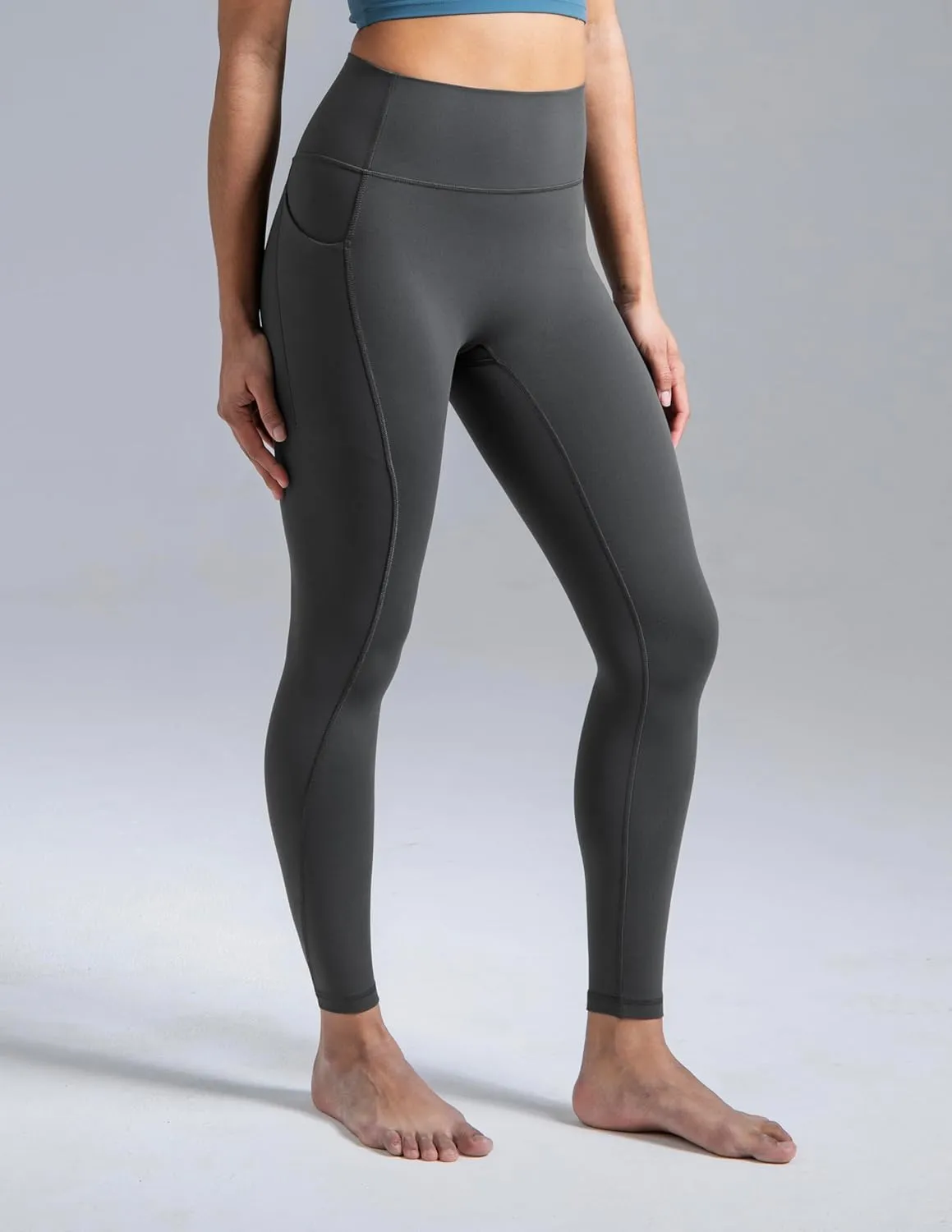 Colorfulkoala Dreamlux No Front Seam Leggings with Pockets for Women, High-Waisted Soft Yoga Pants