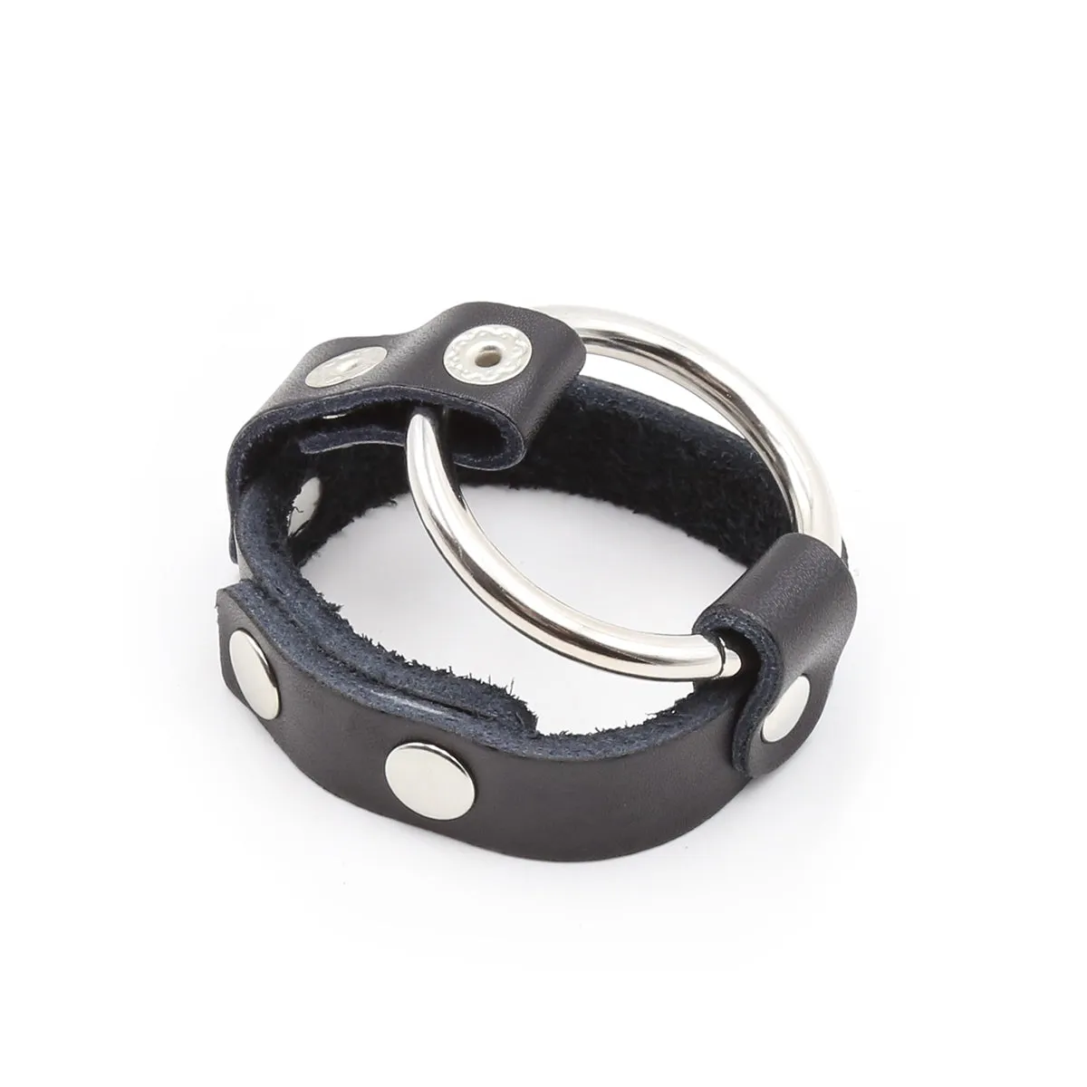 Come Closer Cock Ring | Leather Squeeze Ball | Adjustable