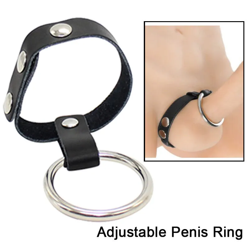 Come Closer Cock Ring | Leather Squeeze Ball | Adjustable