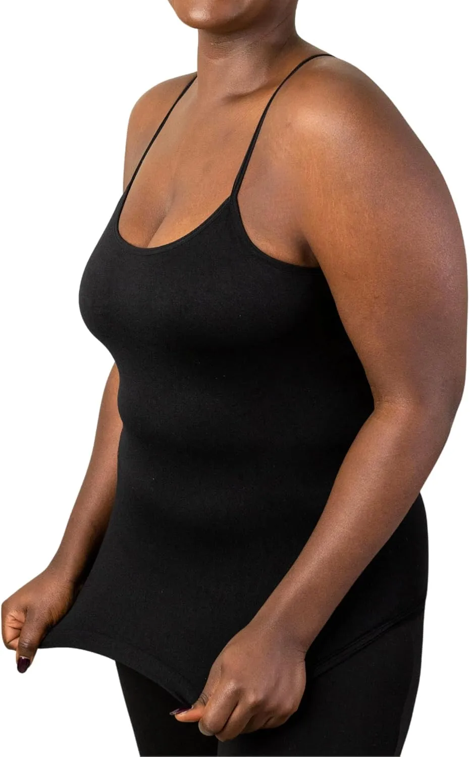 Coobie Women's Seamless Camisole for Round Neck Solid Spaghetti Strap Slim-Fit Cami Tank Tops