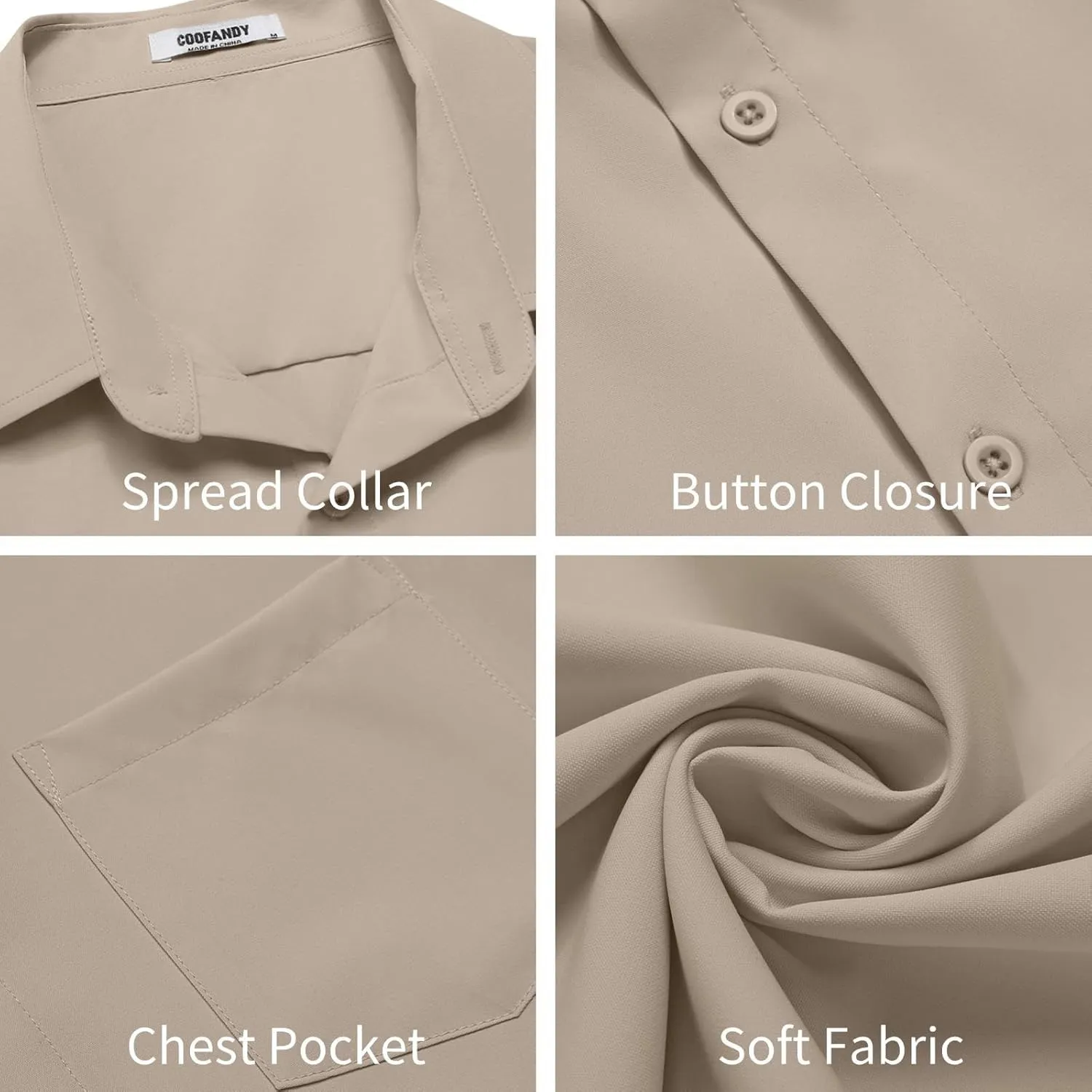 COOFANDY Mens Button Down Shirts Short Sleeve Stain Shield Dress Shirts Business Casual Shirt with Pocket