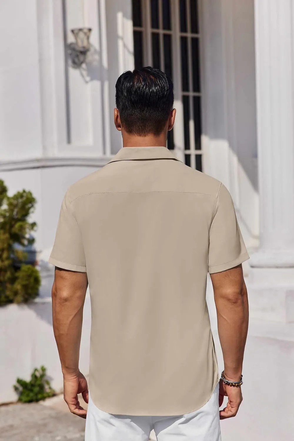 COOFANDY Mens Button Down Shirts Short Sleeve Stain Shield Dress Shirts Business Casual Shirt with Pocket