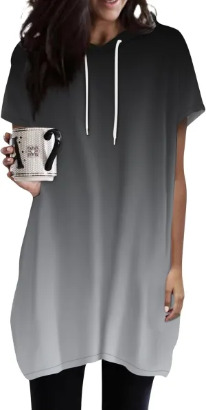COTECRAM Womens Summer Oversized Hoodies Short Sleeve Casual Shirts Fashion Tunic Tops Lightweight Pullover with Pockets