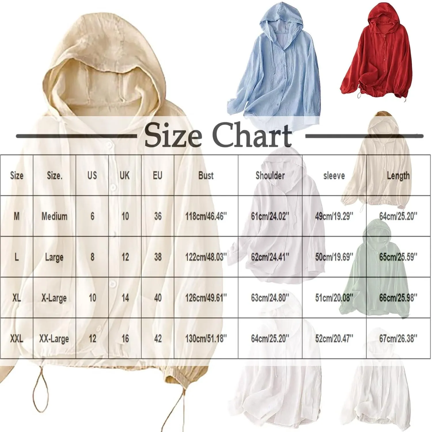 Cotton Linen Hoodie Tops Womens 2025 Summer Hooded Long Sleeve Shirts Ladies Dressy Casual Button Down Blouses Tees