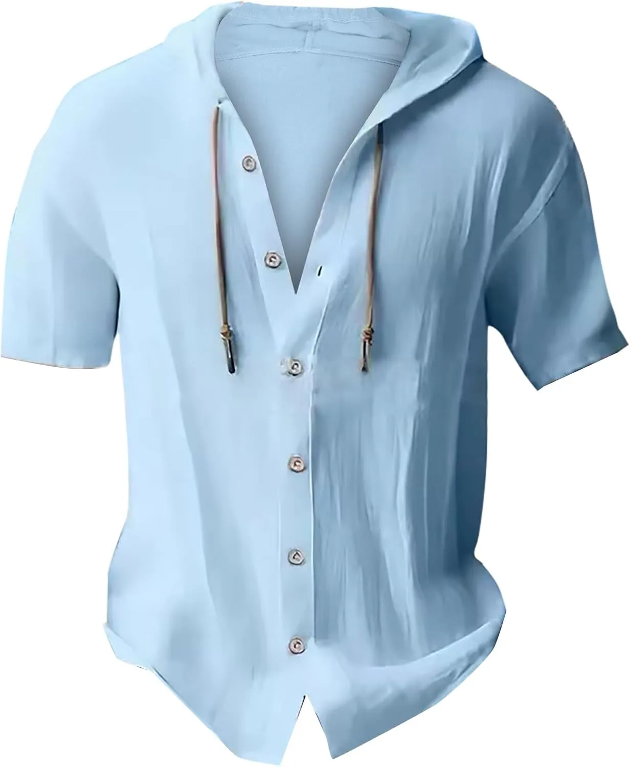 Cotton Linen Shirts for Men Hoodie Tops Casual Lightweight Long Sleeve Henley Beach Shirt Loose Hawaiian Hippie Shirt