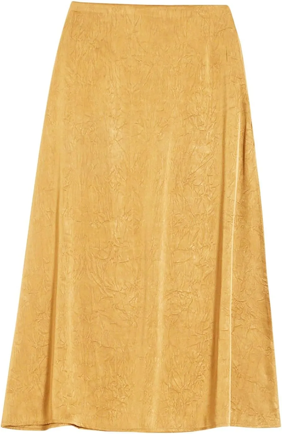 Cotton Satin Midi Skirt Women Sleek Silky Texture Elegant Skirt Black