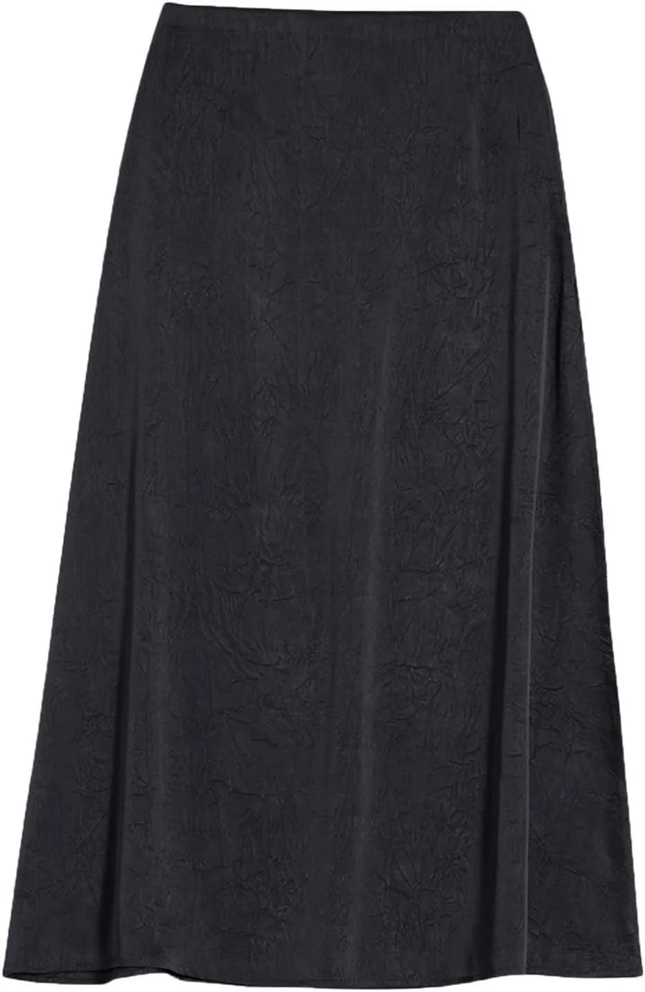 Cotton Satin Midi Skirt Women Sleek Silky Texture Elegant Skirt Black