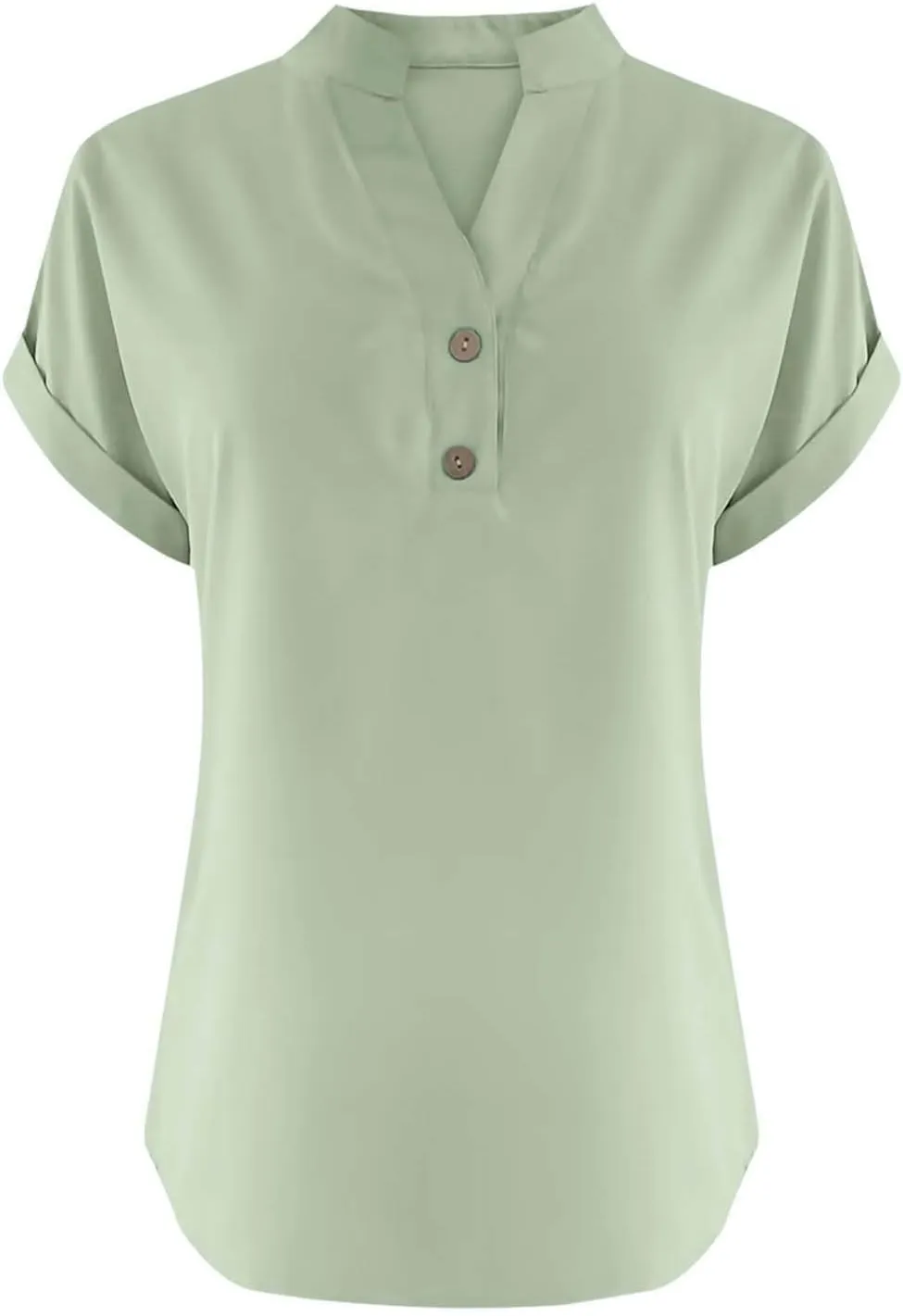 Cotton T Shirts Women Casual Short Sleeve Button V Neck Tops Loose Fit Basic Business Summer Boho Tee Shirt