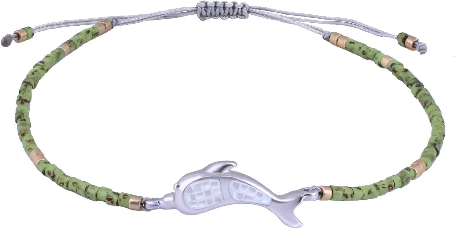 CQUAN CHI Women Dolphin Charm Bracelets Handmade Friendship Bracelets Colorful Miyuki Beads Adjustable Bracelets