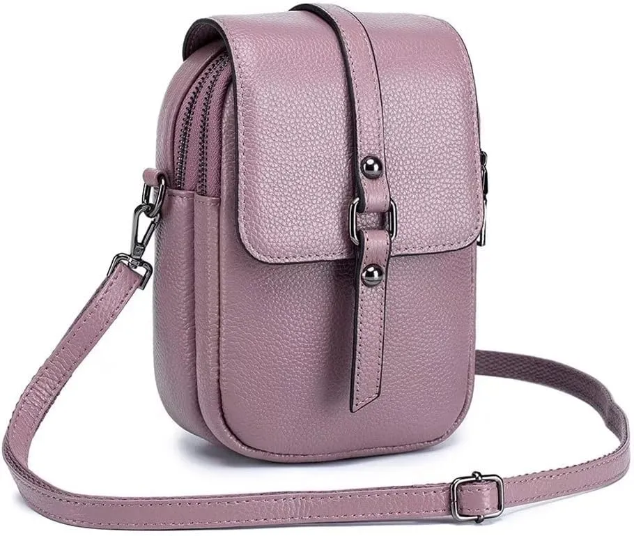 Crossbody Bag for Women Vintage Small Cell Phone Purse Genuine Leather Messenger Shoulder Bag Cash Wallet