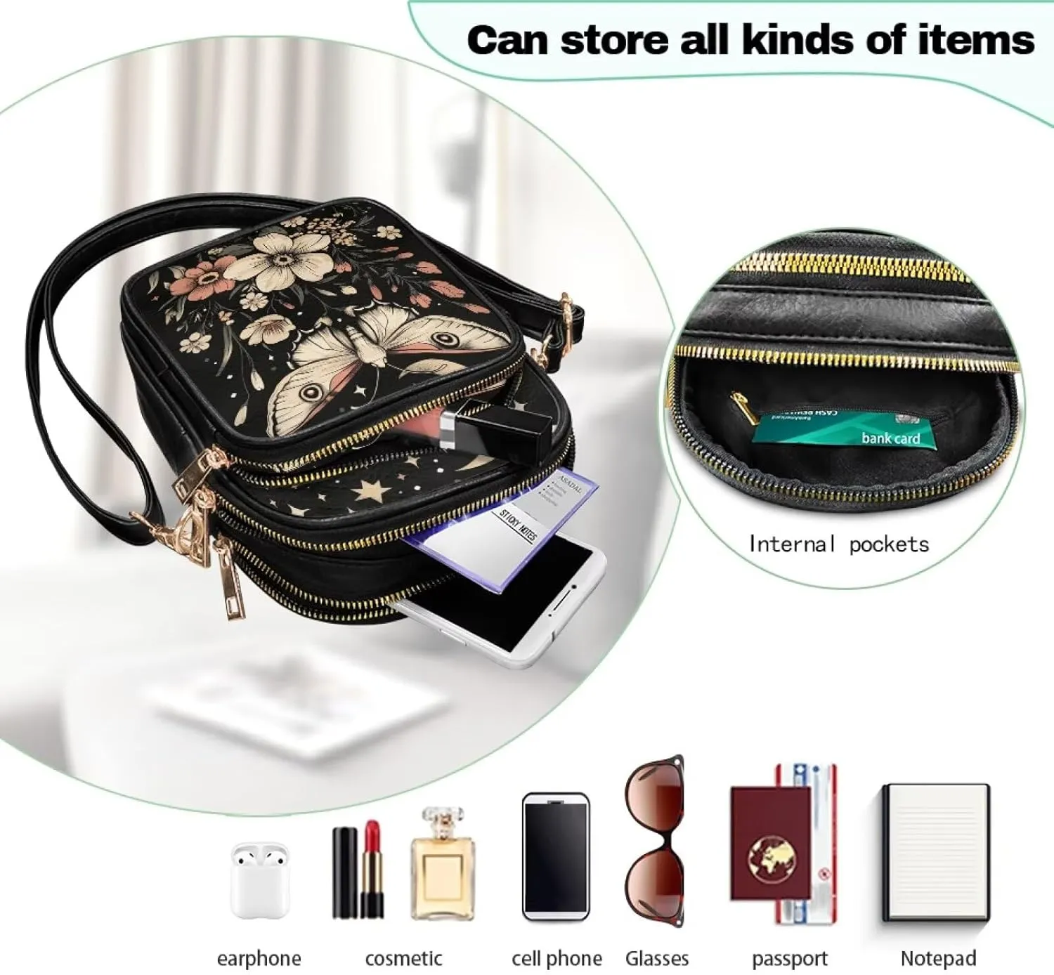 Crossbody Bags for Women Small Size Travel Leather Shoulder Purses Mini Satchel Bag