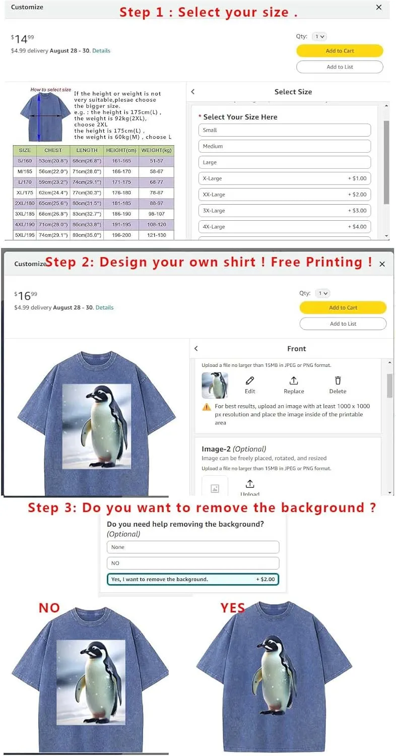 Custom Oversized T Shirts Vintage Tee Loose Fit Casual Streetwear Baggy Washed Cotton Personalized Add Your Own Design