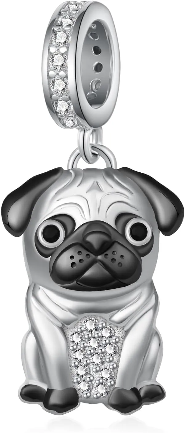 Cute Dog Charms 925 Sterling Silver Pug/Yorkie/Corgi/French Bulldog Charms for Bracelets Dog Charms for Bracelets for Women Cute Animal Jewelry Gifts for Women